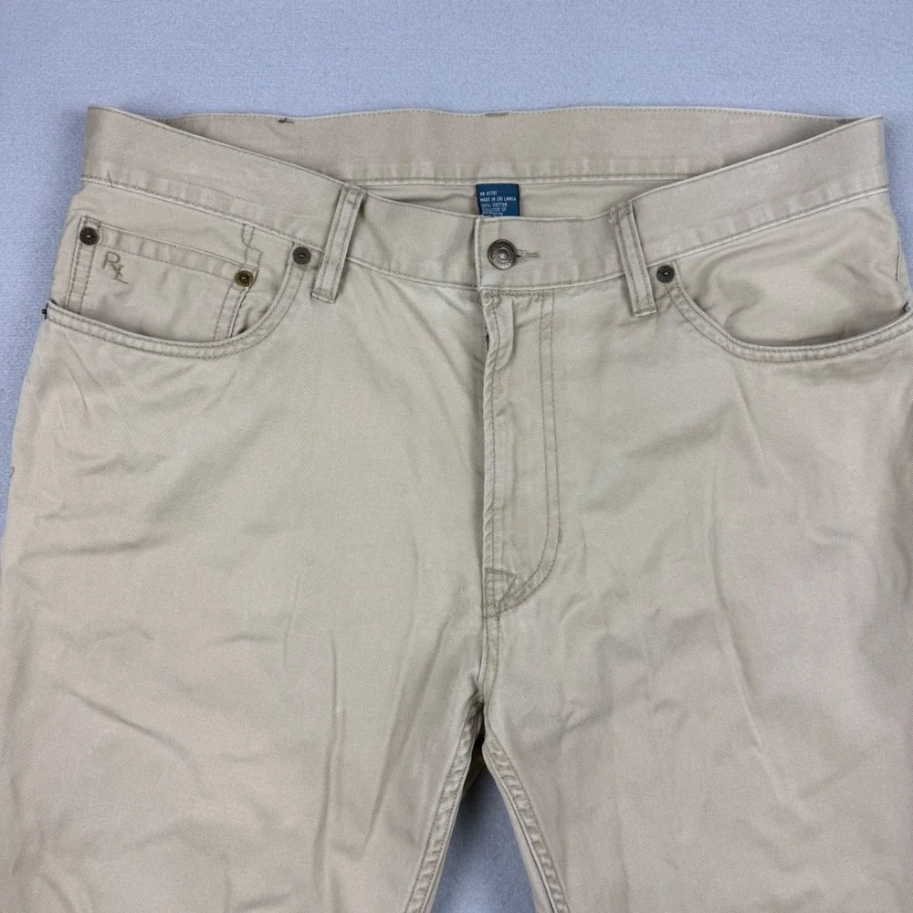 Vintage Ralph Lauren 650 Straight Leg Men 35x30 Tan Twill Chino Pants Talon Zip